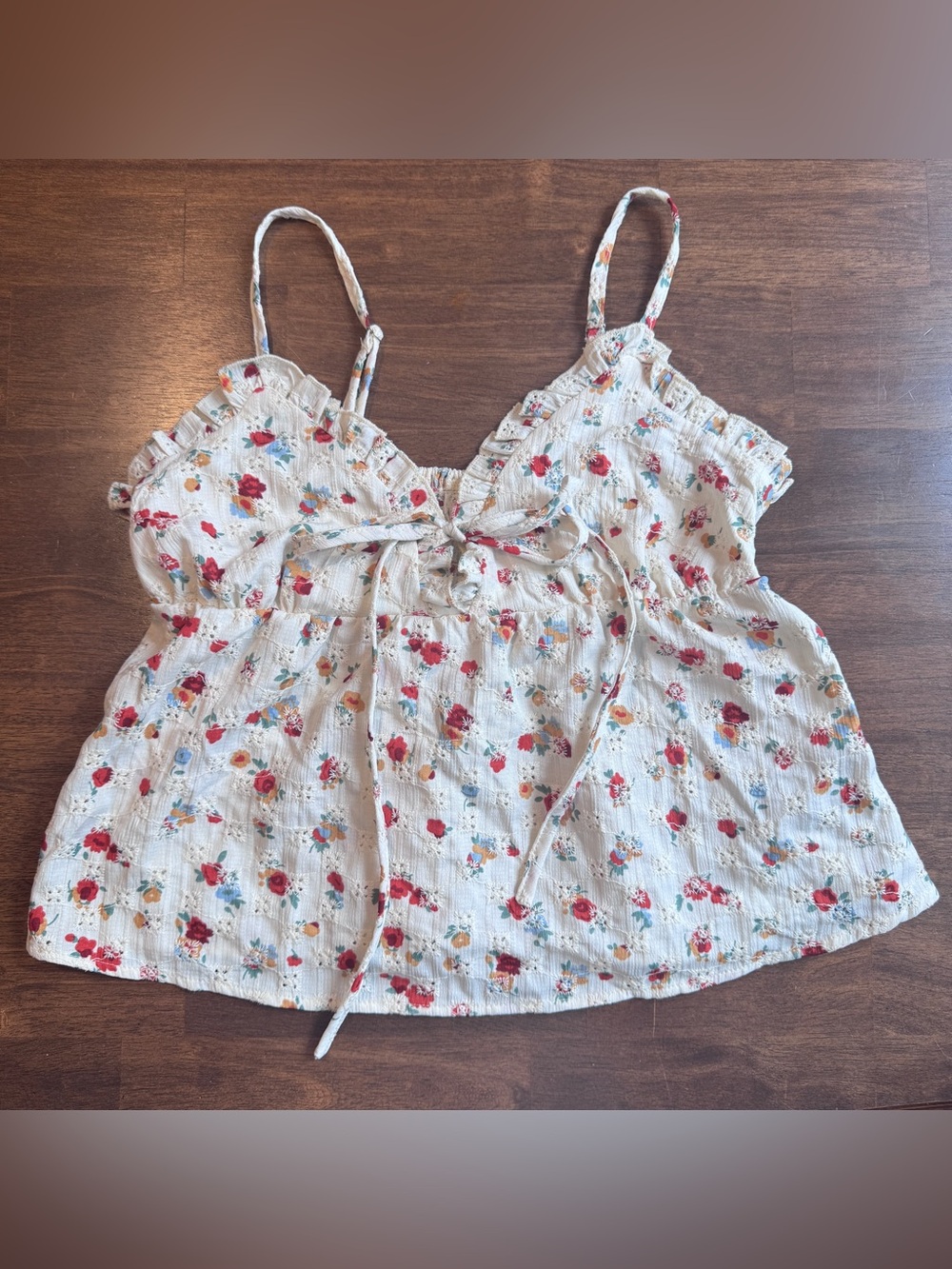 Cider Women’s XS Floral Tie Front Cami Top Cottagecore Boho